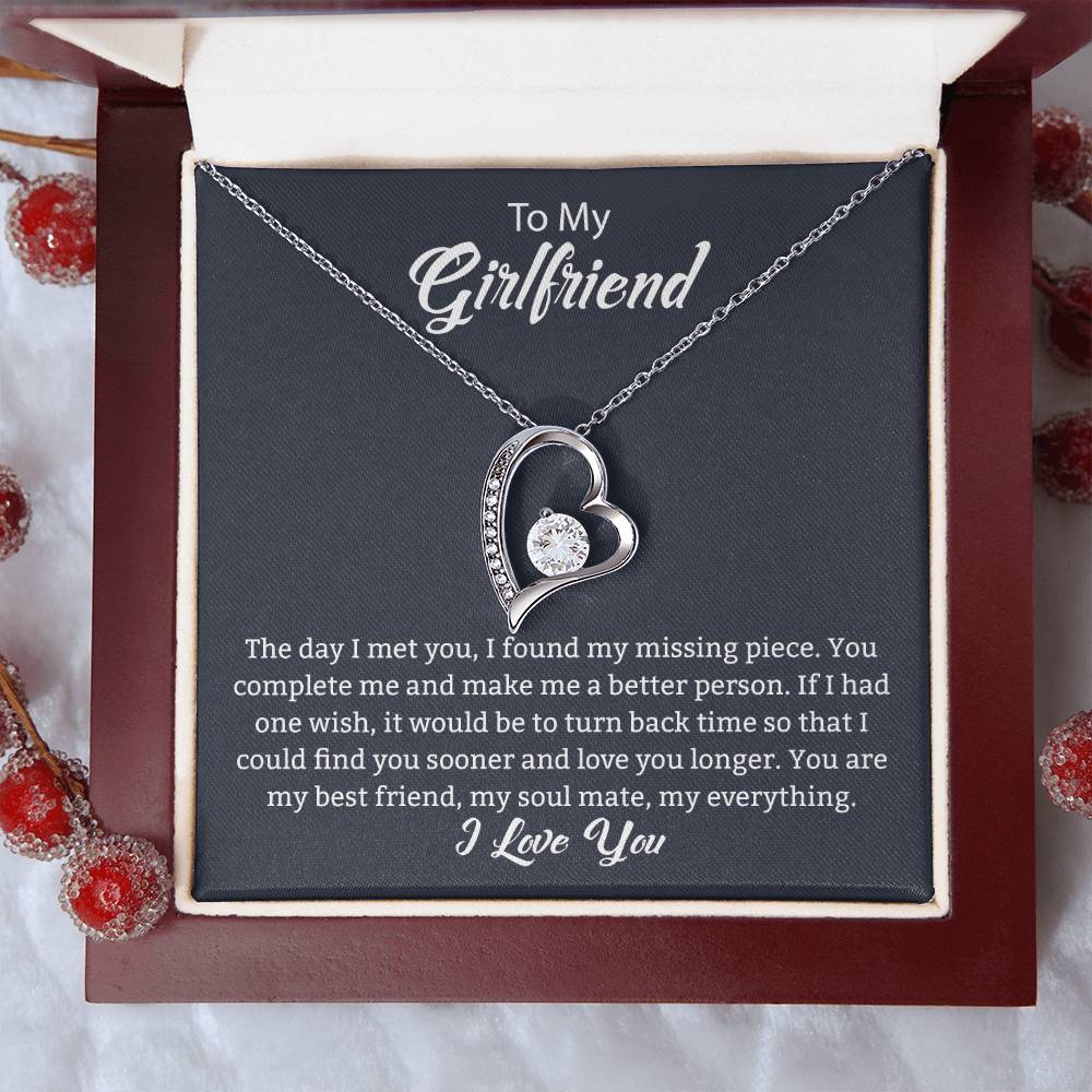 To My Girlfriend "You Complete Me" Heart Necklace