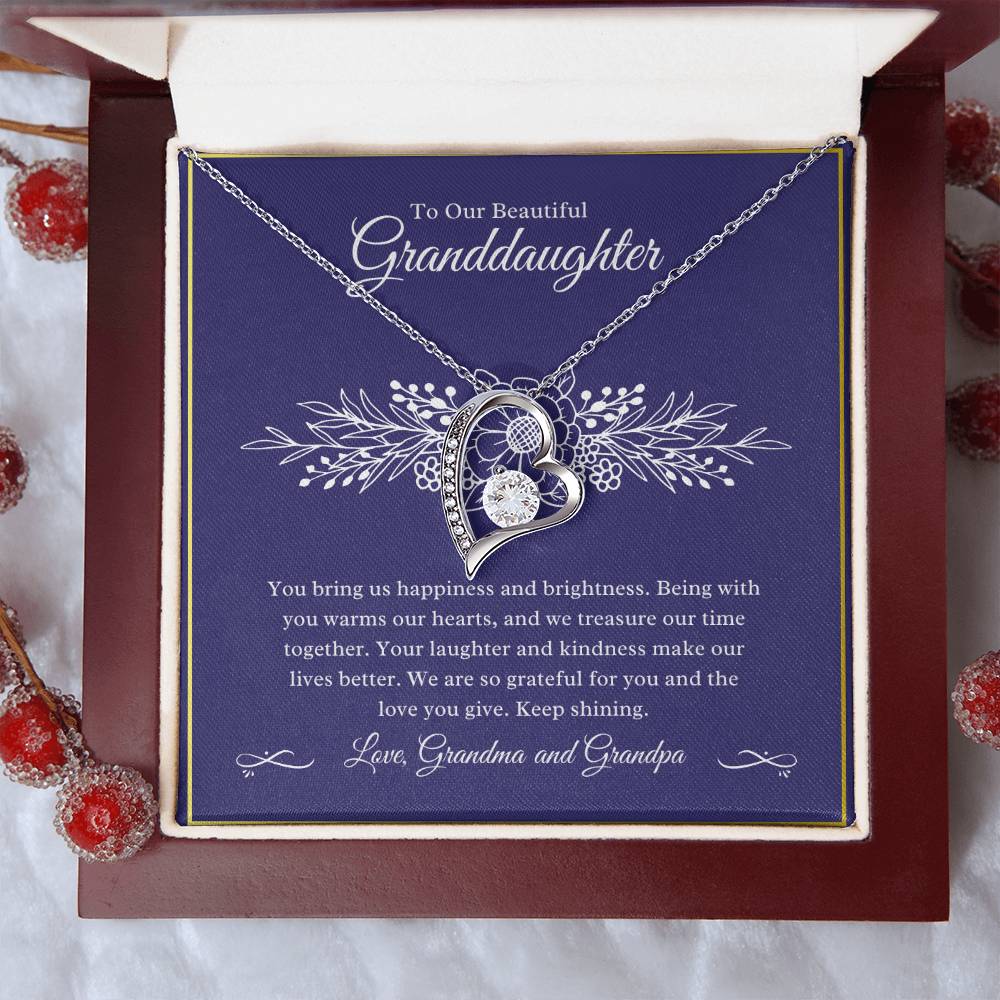 Gift For Granddaughter "You Bring Us Happiness" Heart Necklace
