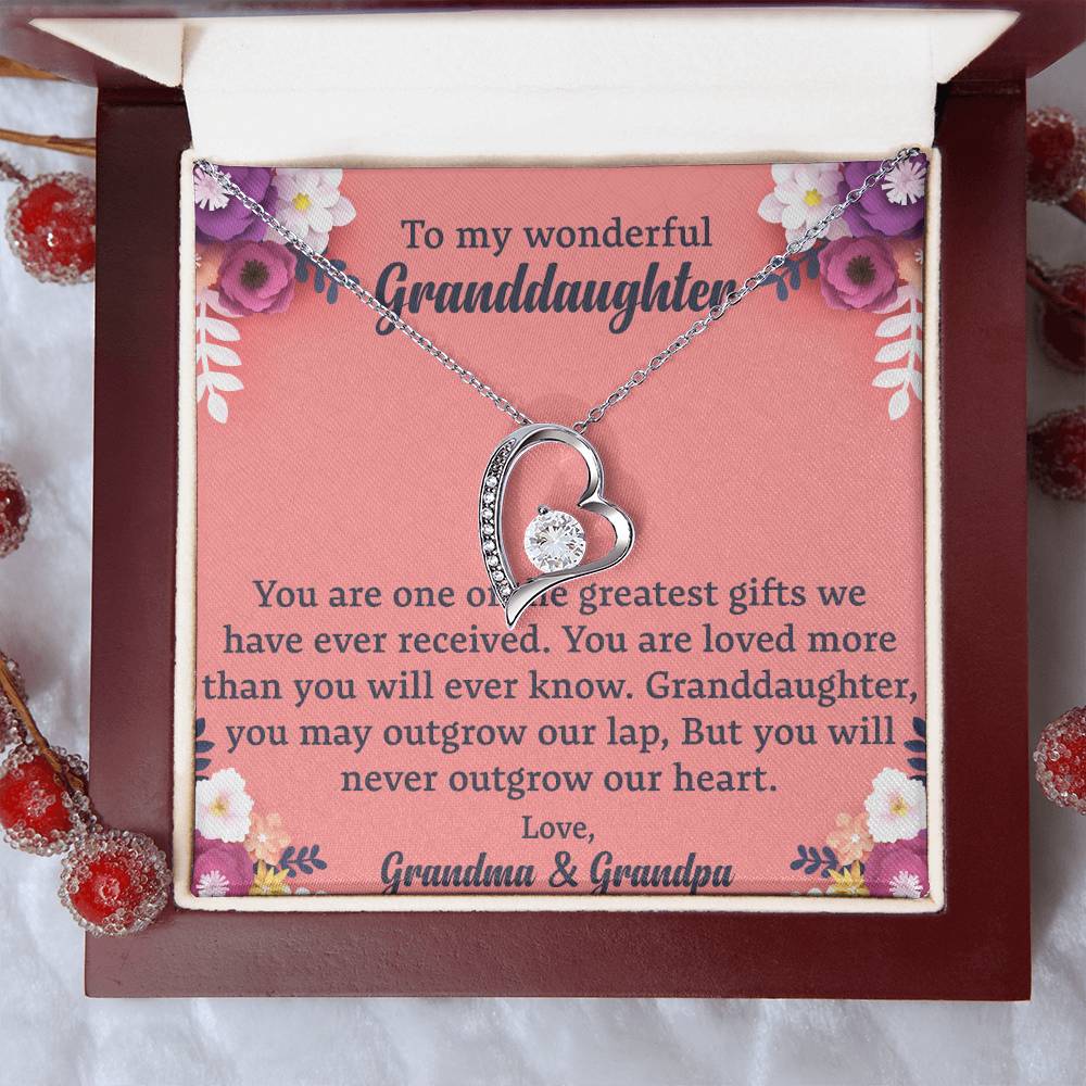 To My Granddaughter "You Will Never Outgrow Our Heart" Necklace