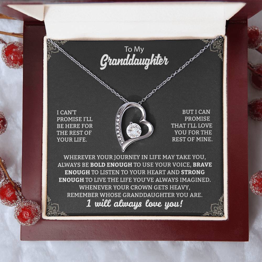 To My Granddaughter "Remember Who's Granddaughter You Are" Heart Necklace