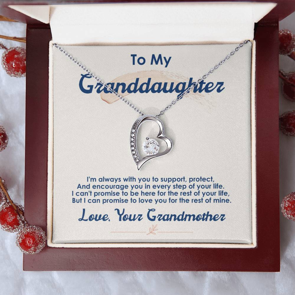 To My Granddaughter "I Love You For The Rest Of My Life" Heart Necklace