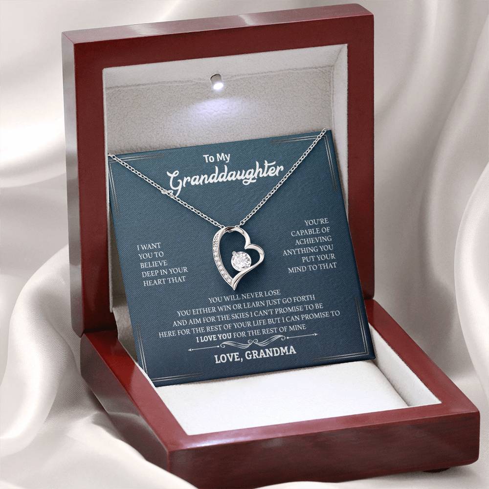 To My Granddaughter "You Will Never Lose" Heart Necklace