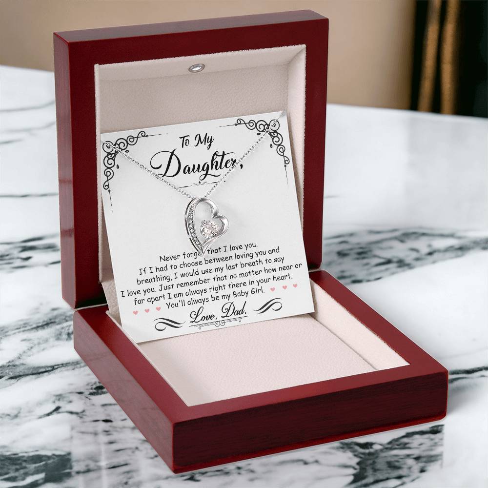 To My Daughter "I'm Always Right Here In Your Heart" Necklace