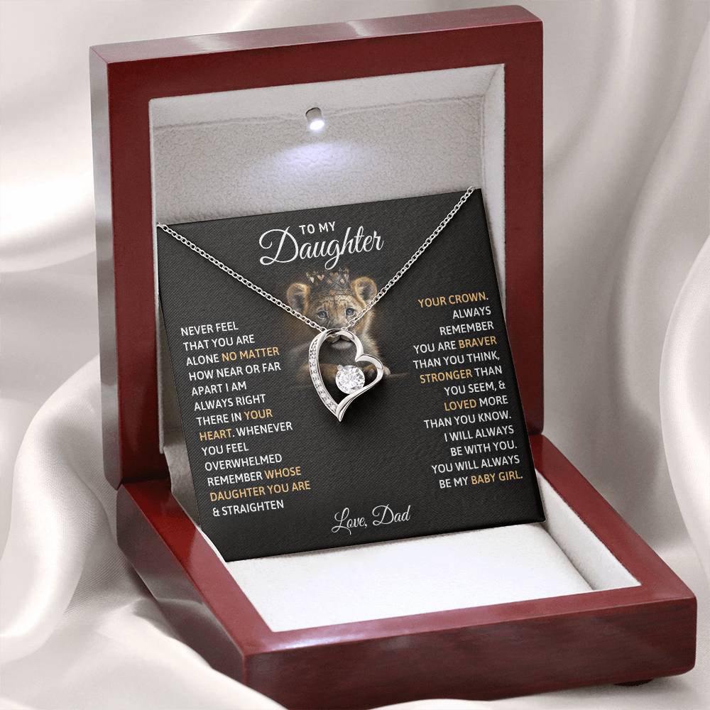 To My Daughter "You Will Always Be My Baby Girl" Heart Necklace