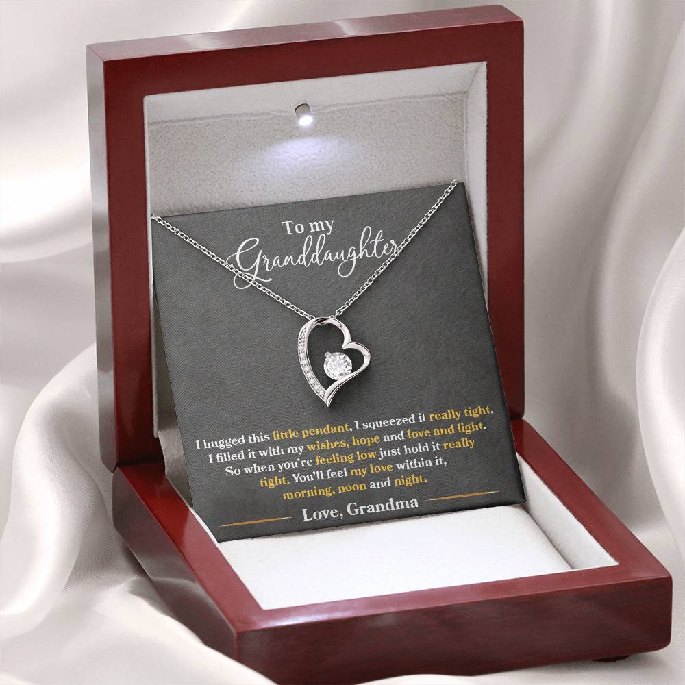 To My Granddaughter "You'll Feel My Love Within This" Heart Necklace