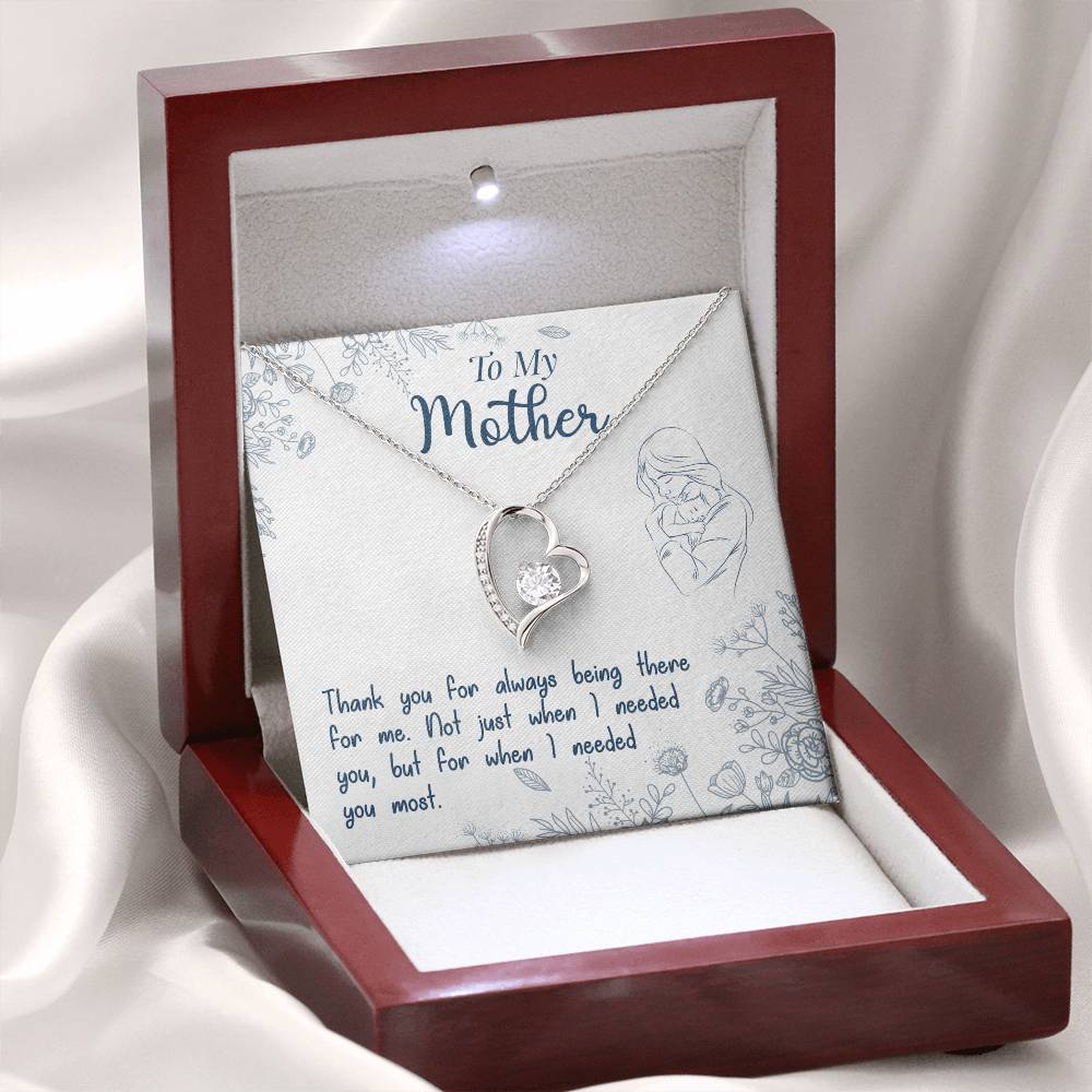 To My Mother "Thank You For Always Being There" Heart Necklace