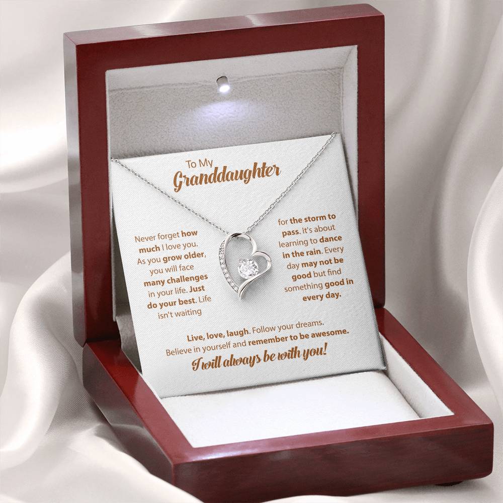 To My Granddaughter "I Will Always Be With You" Heart Necklace