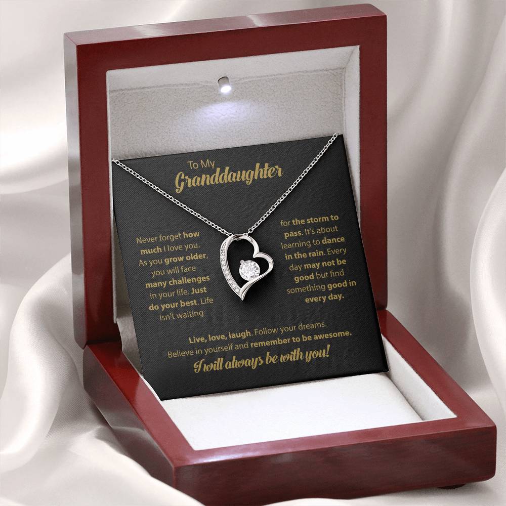 To My Granddaughter "Dance In The Rain" Heart Necklace