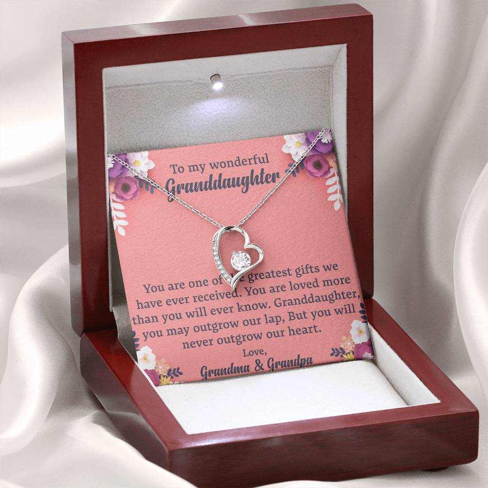 To My Granddaughter "You Will Never Outgrow Our Heart" Necklace