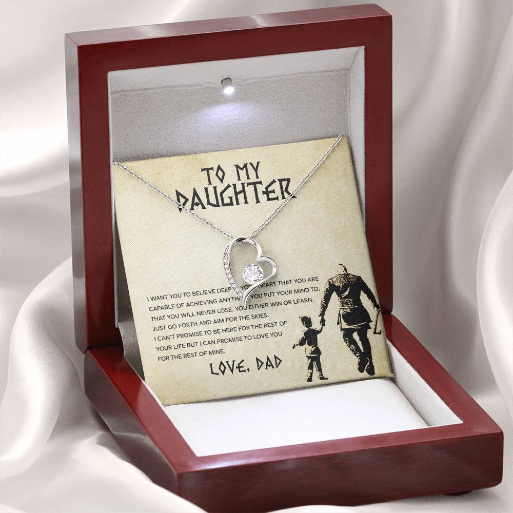 To My Daughter "You Will Never Lose" Heart Necklace