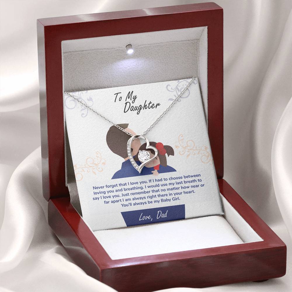 To My Daughter "You'll Always Be My Baby Girl" Heart Necklace