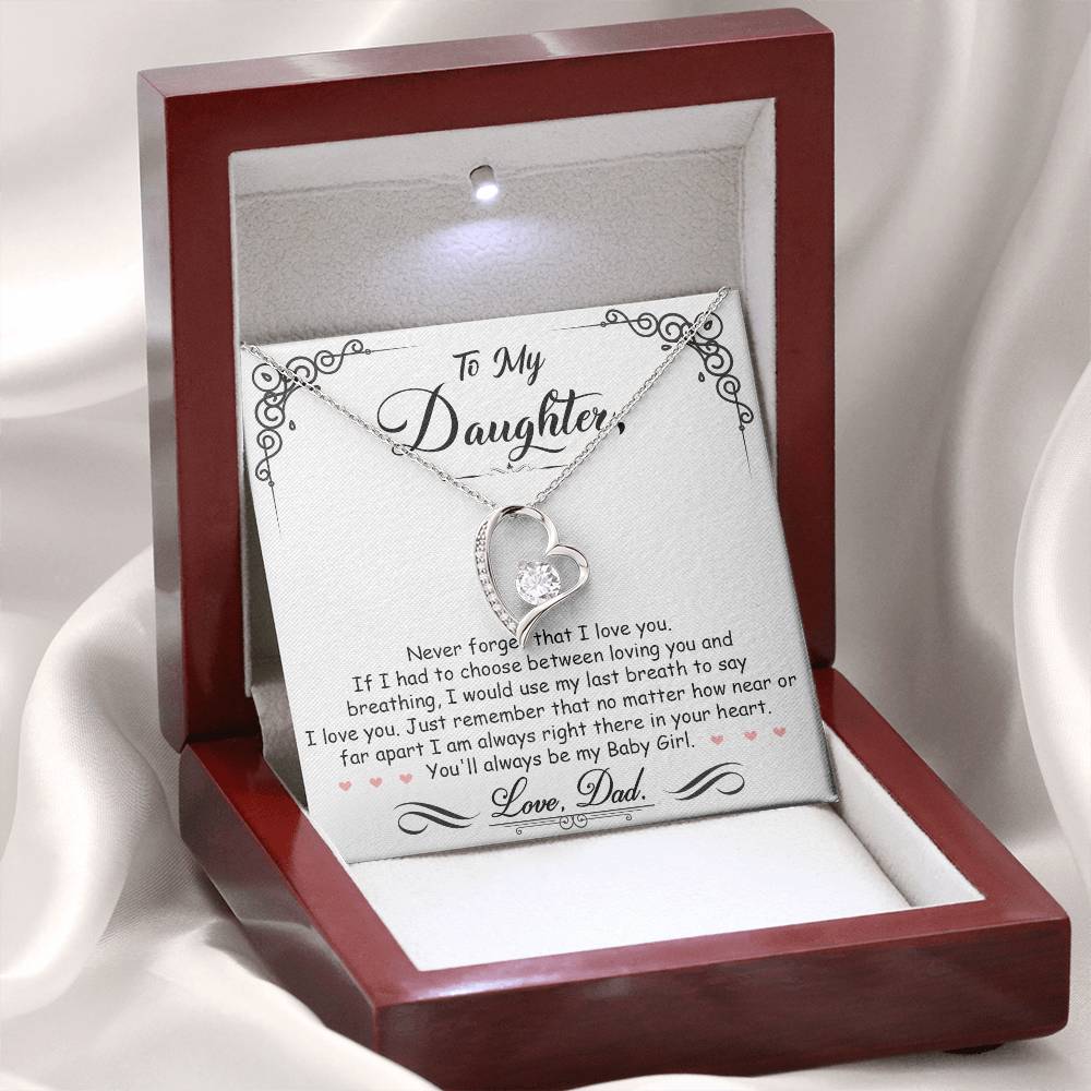 To My Daughter "I'm Always Right Here In Your Heart" Necklace