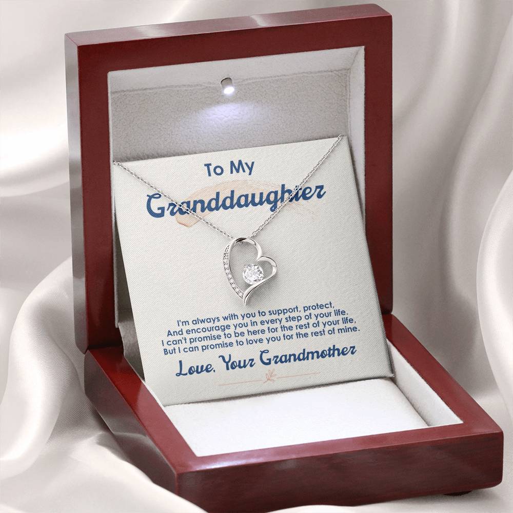 To My Granddaughter "I Love You For The Rest Of My Life" Heart Necklace