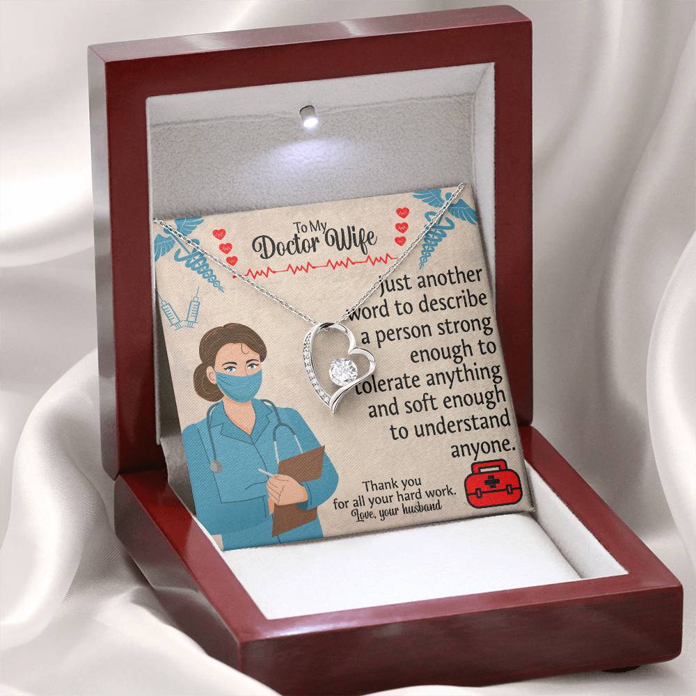 To My Doctor Wife "Thank You" Heart Necklace