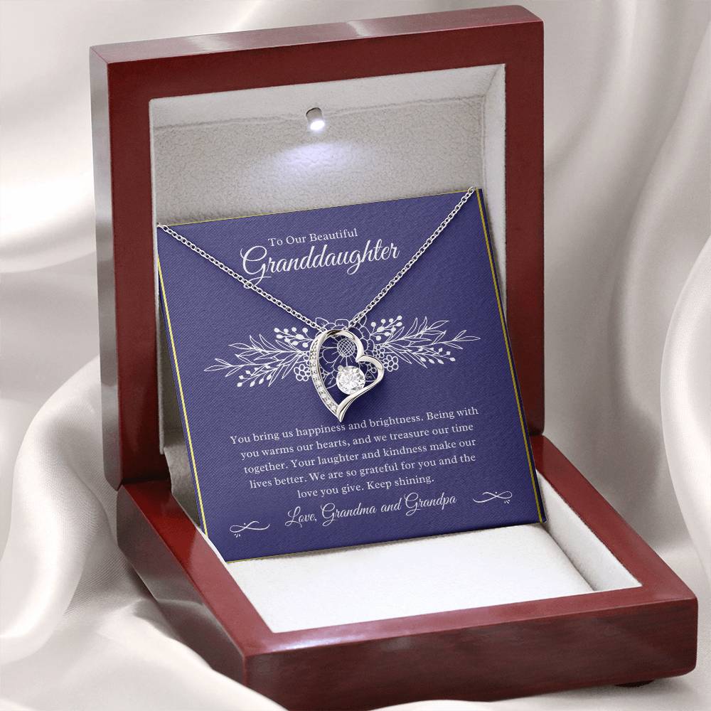 Gift For Granddaughter "You Bring Us Happiness" Heart Necklace