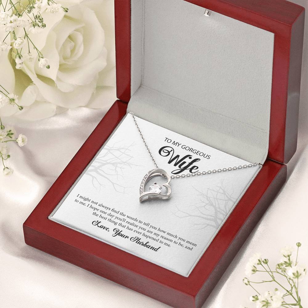 To My Gorgeous Wife "You're The Best" Heart Necklace