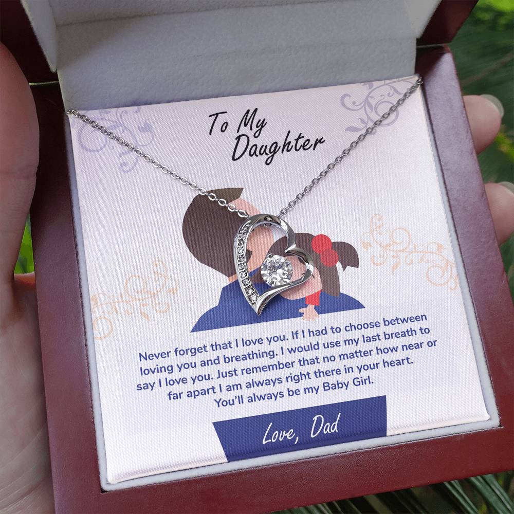 To My Daughter "You'll Always Be My Baby Girl" Heart Necklace