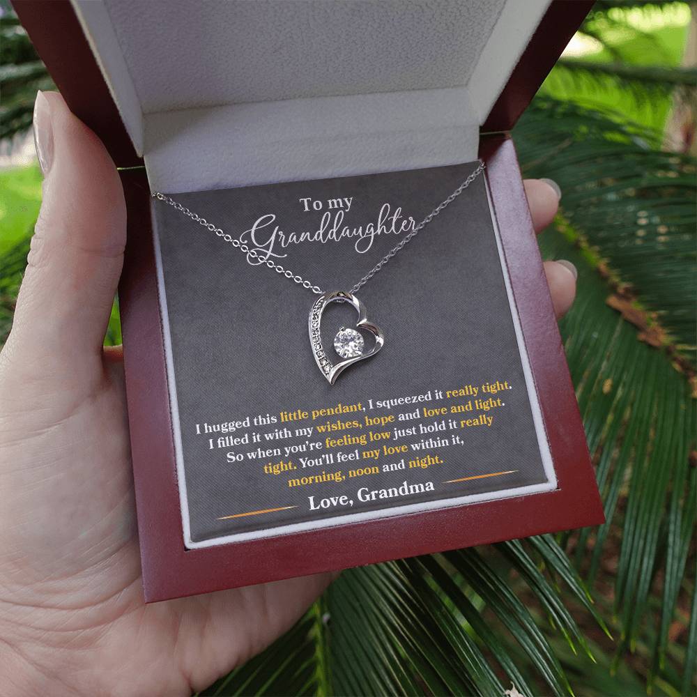 To My Granddaughter "You'll Feel My Love Within This" Heart Necklace