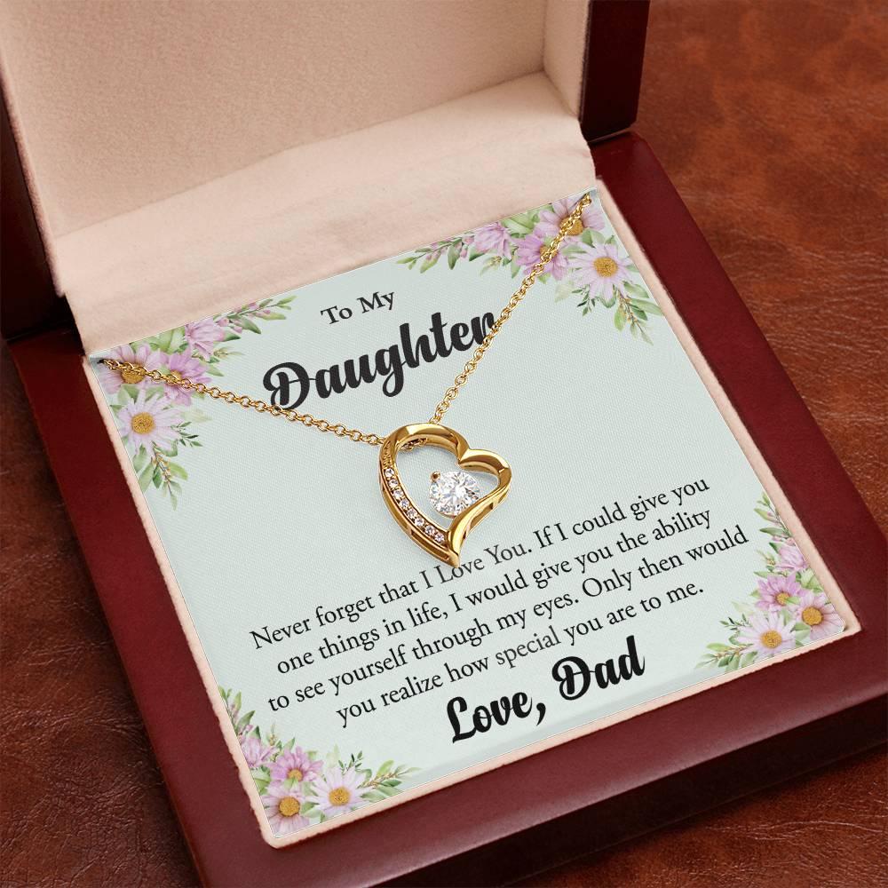 To My Daughter "Never Forget That I Love You" Heart Necklace