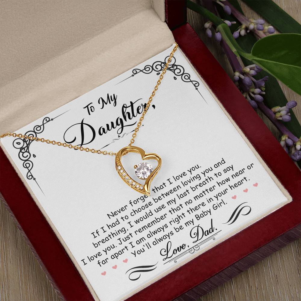 To My Daughter "I'm Always Right Here In Your Heart" Necklace