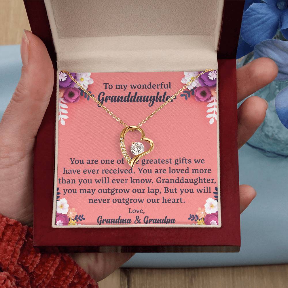 To My Granddaughter "You Will Never Outgrow Our Heart" Necklace