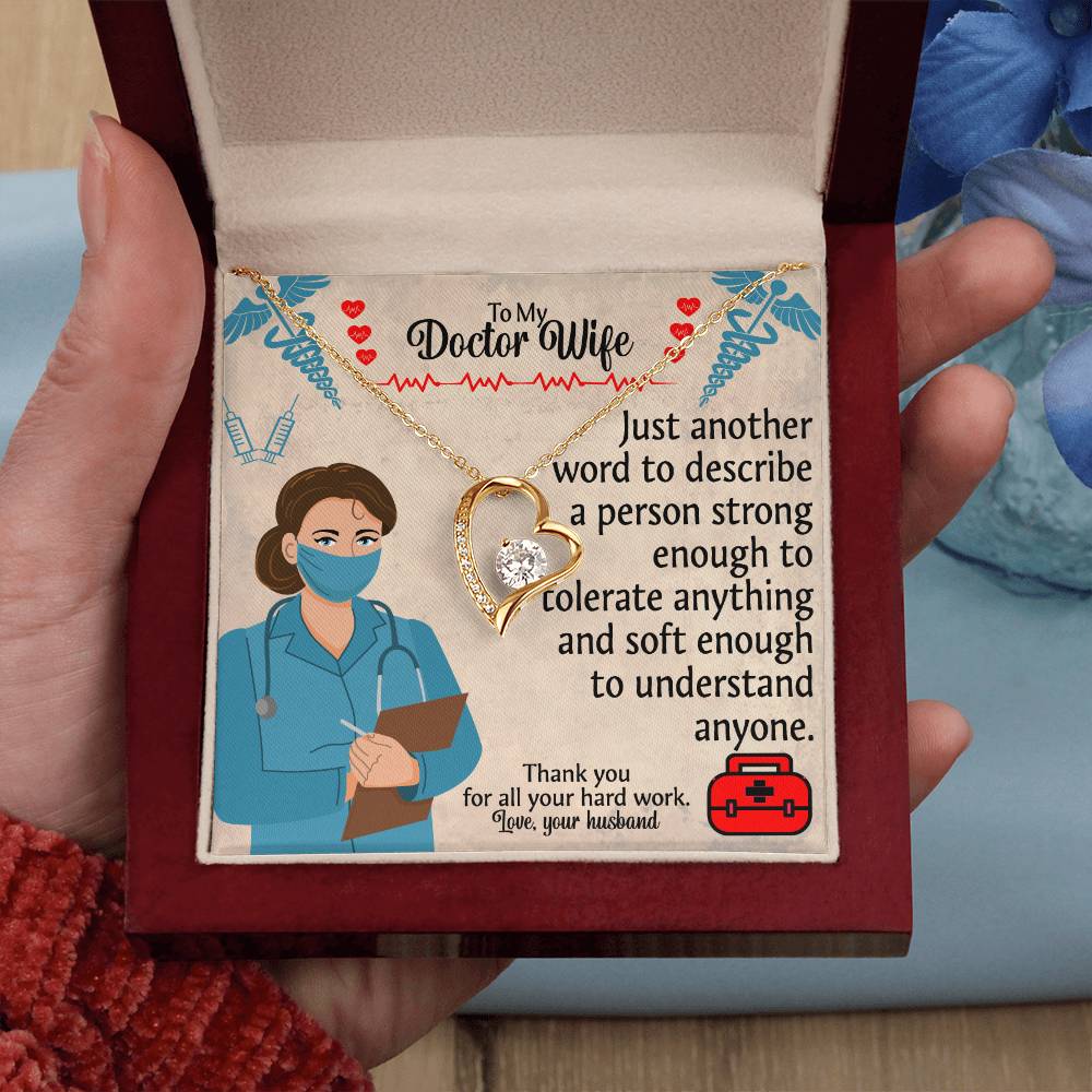 To My Doctor Wife "Thank You" Heart Necklace