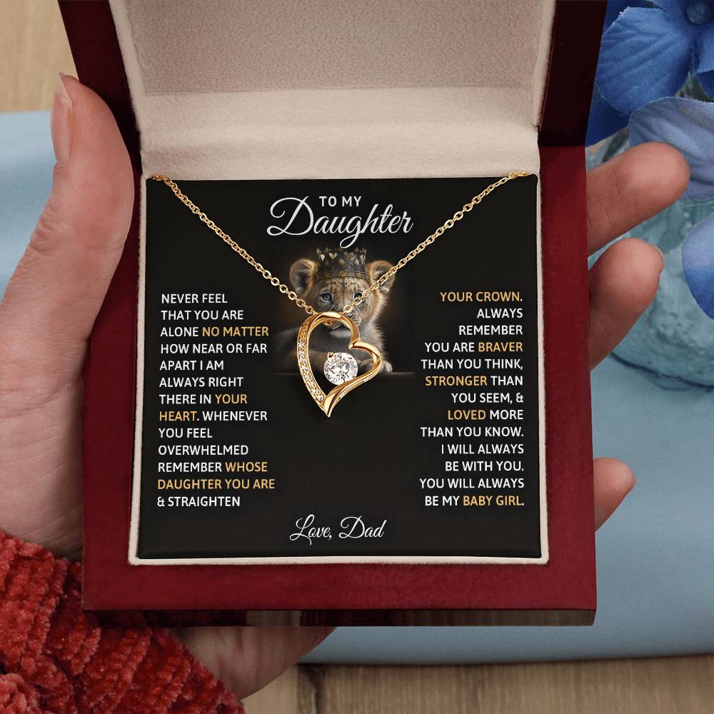 To My Daughter "You Will Always Be My Baby Girl" Heart Necklace