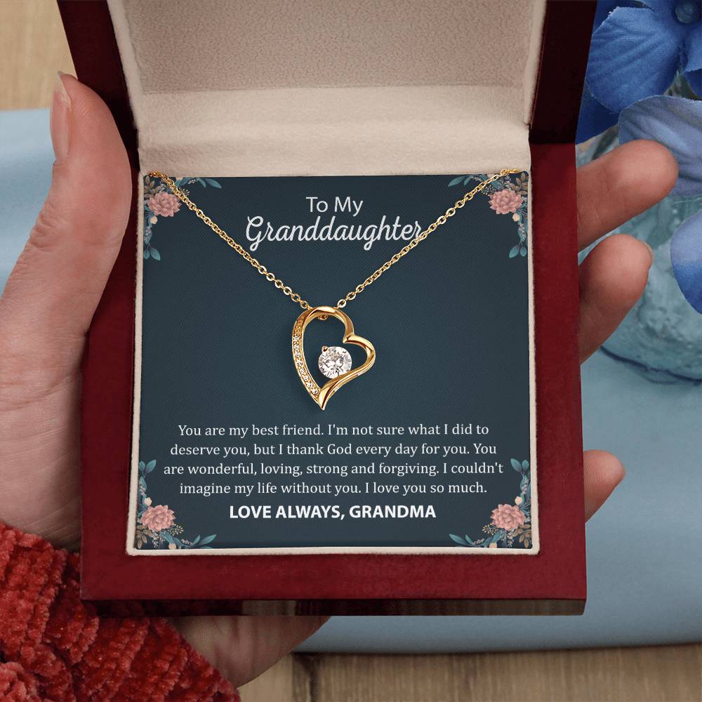 To My Granddaughter "You Are My Best Friend" Heart Necklace
