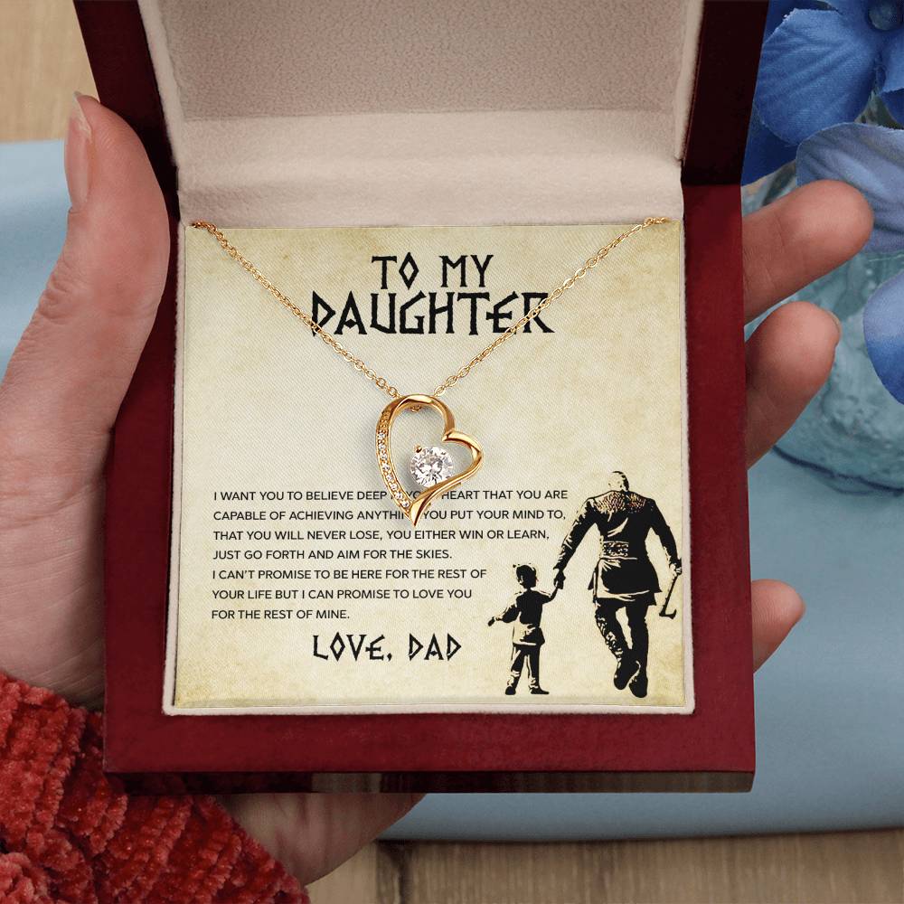 To My Daughter "You Will Never Lose" Heart Necklace