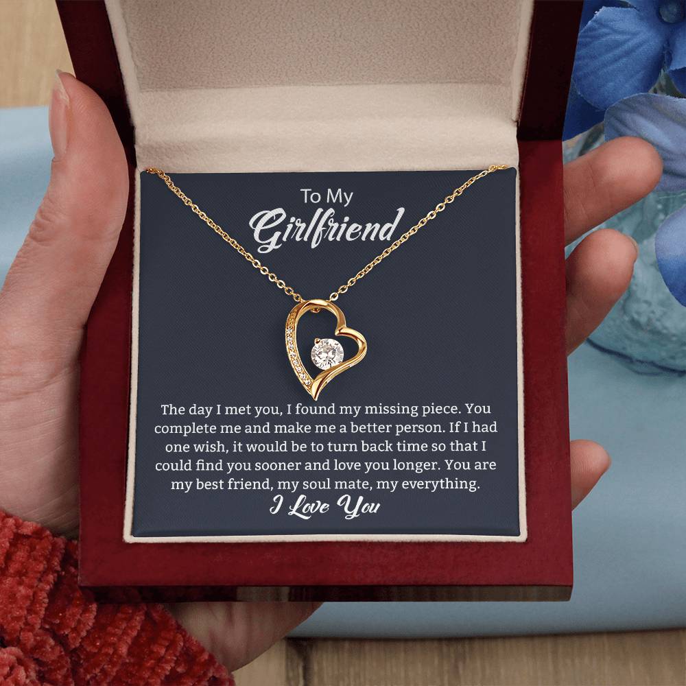 To My Girlfriend "You Complete Me" Heart Necklace