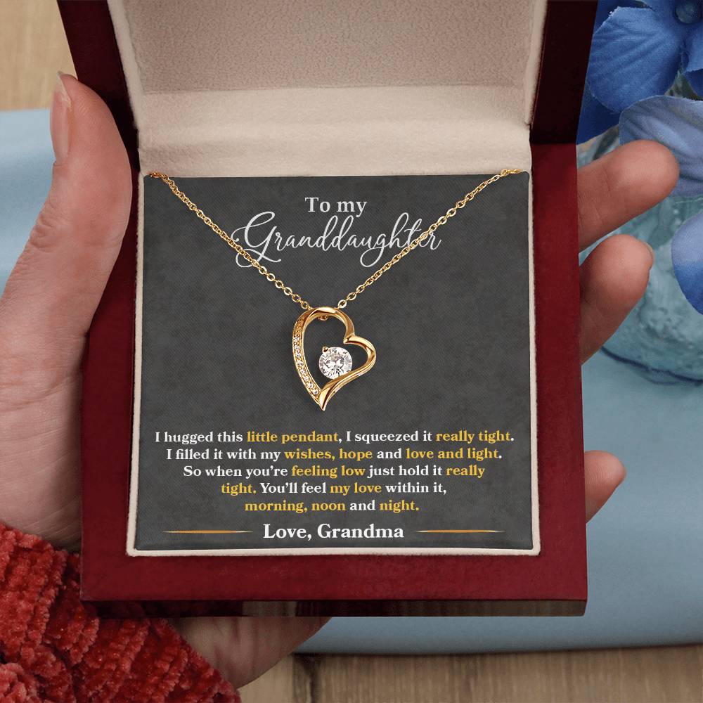 To My Granddaughter "You'll Feel My Love Within This" Heart Necklace