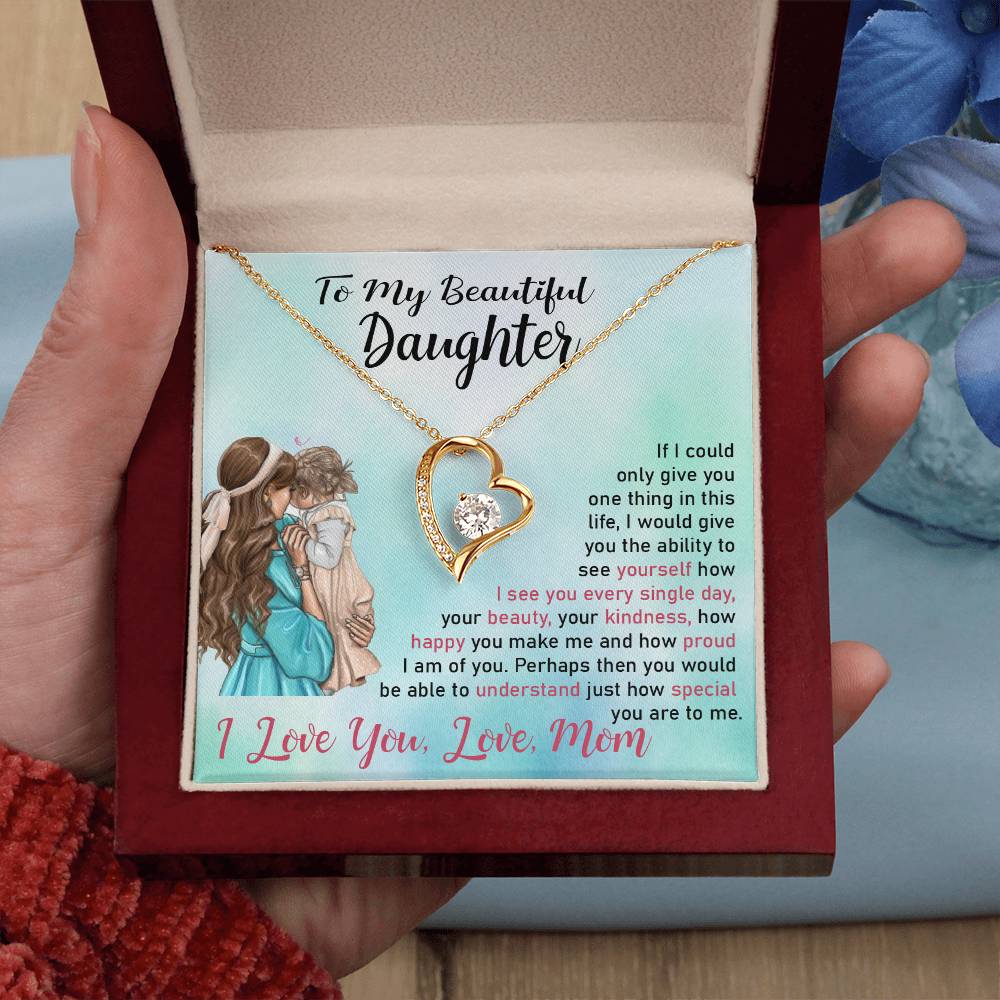 To My Daughter "I Love You" Heart Necklace