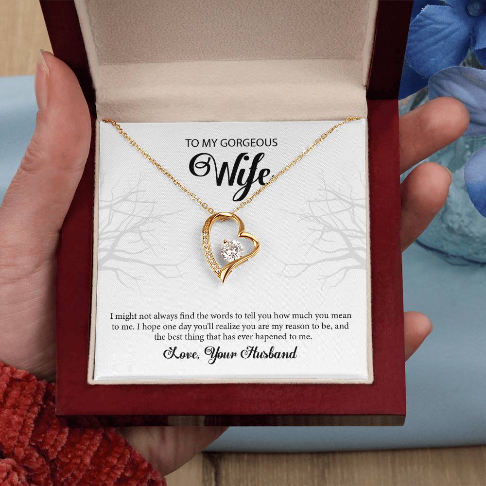 To My Gorgeous Wife "You're The Best" Heart Necklace
