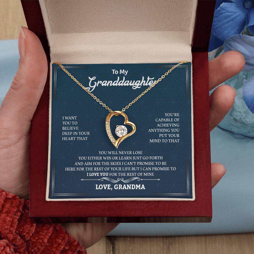 To My Granddaughter "You Will Never Lose" Heart Necklace