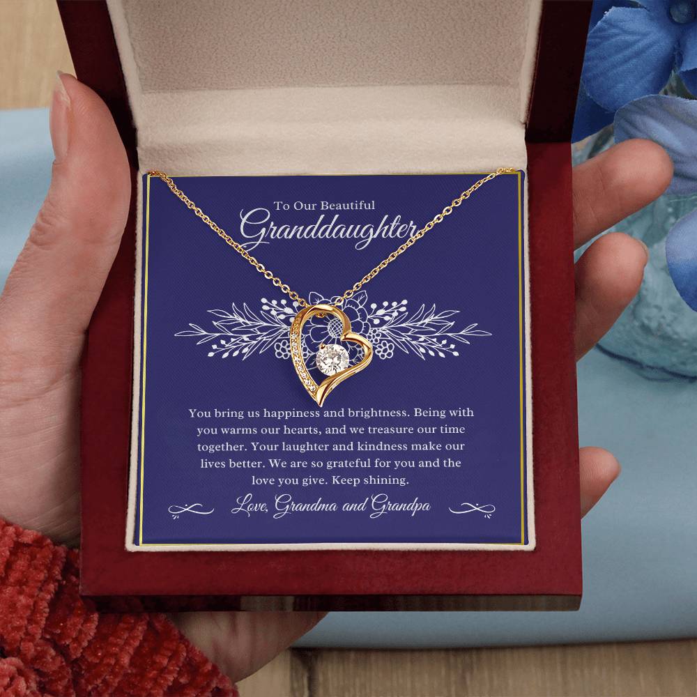 Gift For Granddaughter "You Bring Us Happiness" Heart Necklace