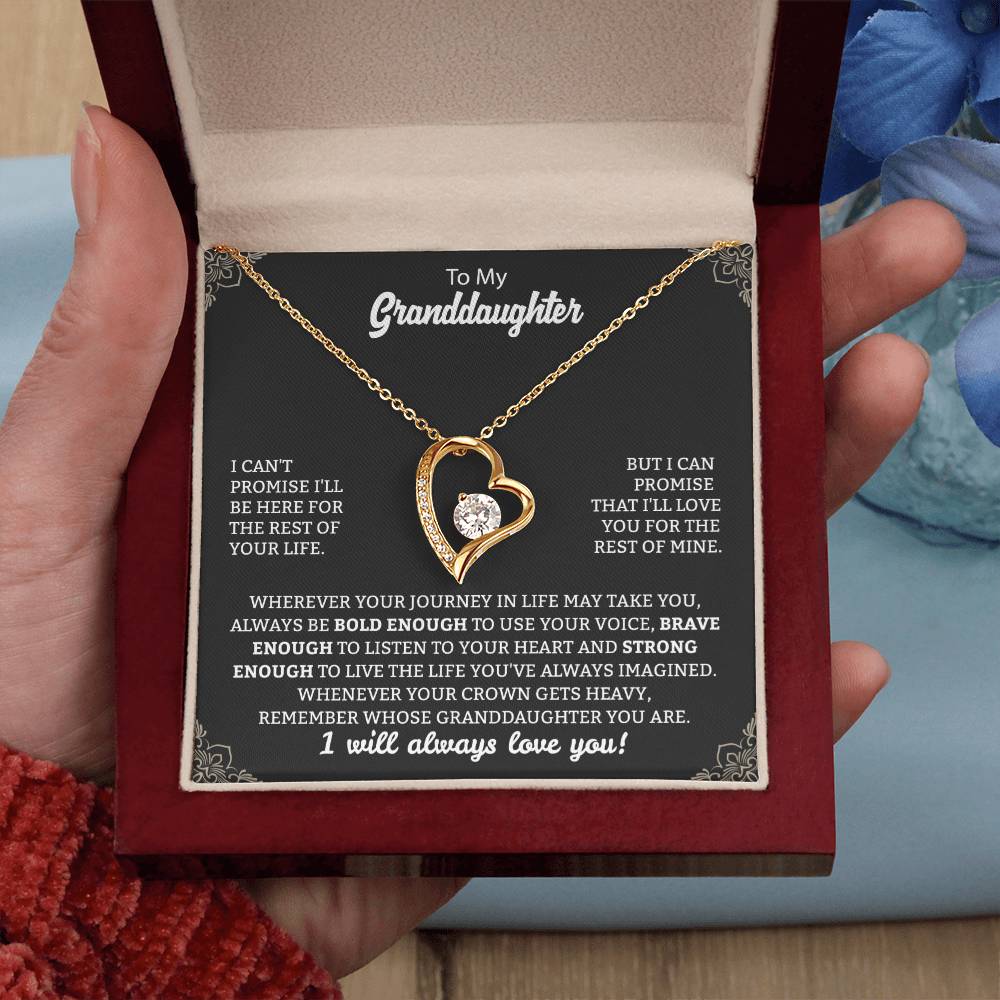 To My Granddaughter "Remember Who's Granddaughter You Are" Heart Necklace