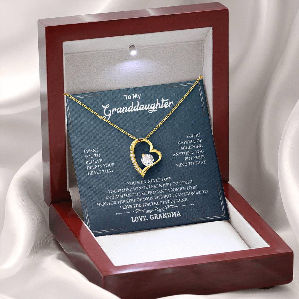 To My Granddaughter "You Will Never Lose" Heart Necklace