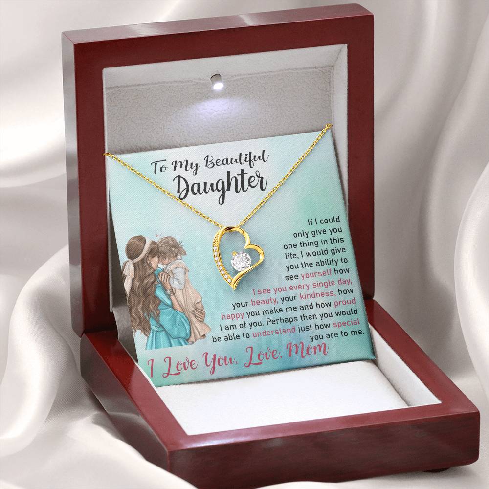 To My Daughter "I Love You" Heart Necklace