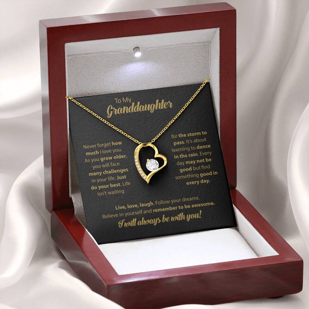 To My Granddaughter "Dance In The Rain" Heart Necklace