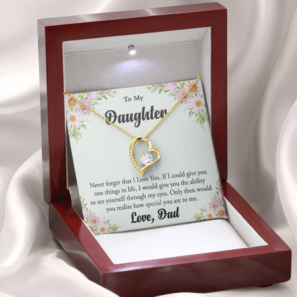 To My Daughter "Never Forget That I Love You" Heart Necklace