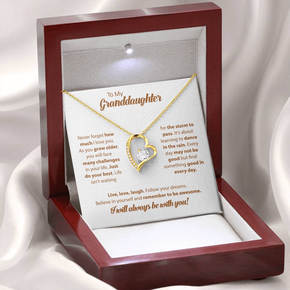 To My Granddaughter "I Will Always Be With You" Heart Necklace