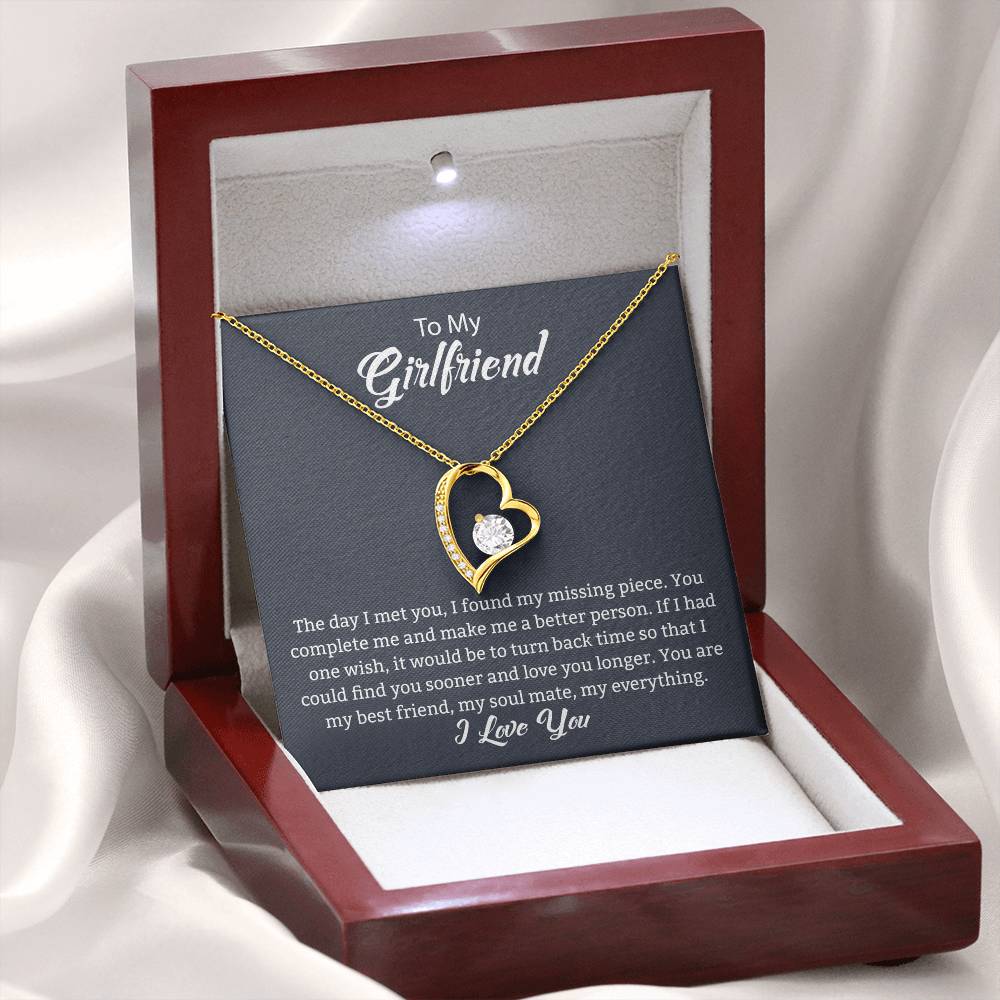 To My Girlfriend "You Complete Me" Heart Necklace