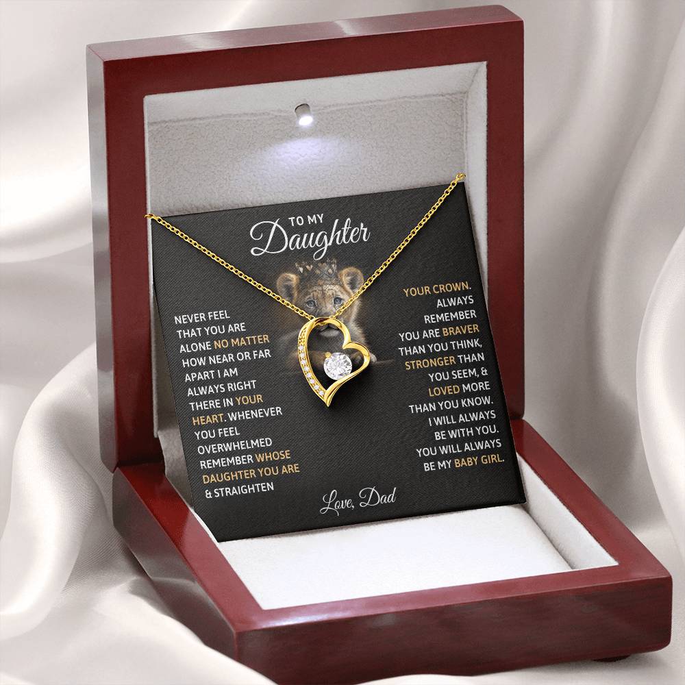 To My Daughter "You Will Always Be My Baby Girl" Heart Necklace