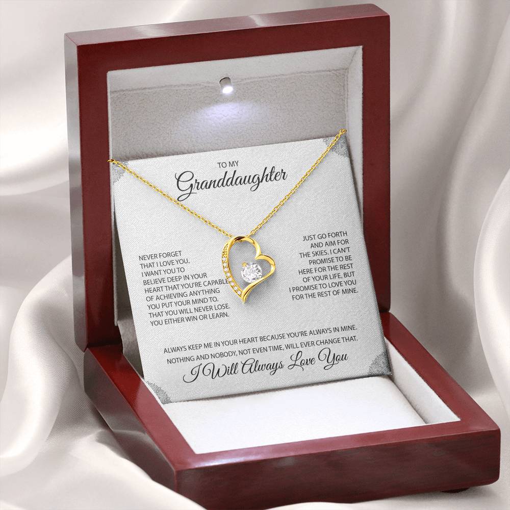To My Granddaughter "You're Always In My Heart" Necklace