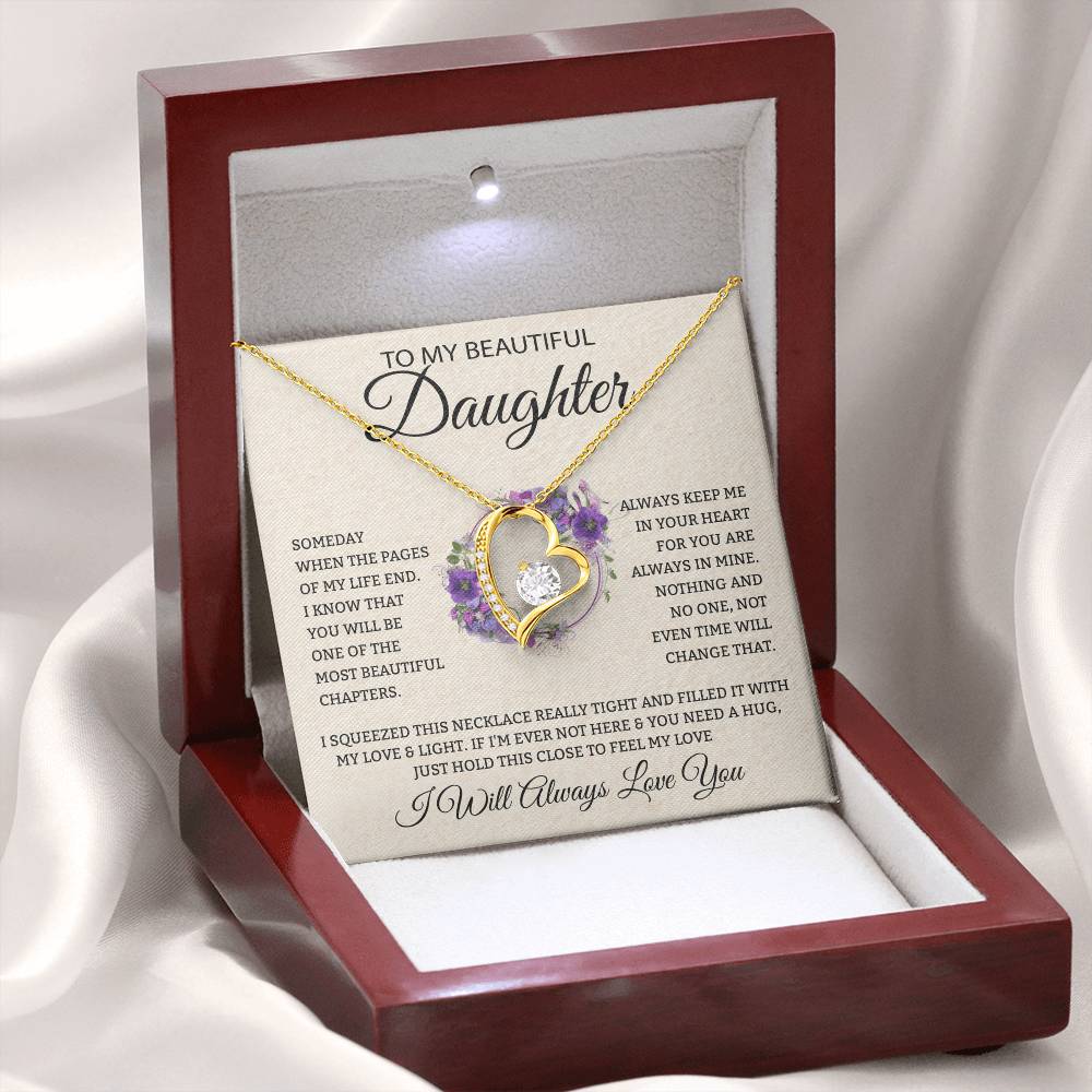 To My Daughter "I Will Always Love You" Heart Necklace