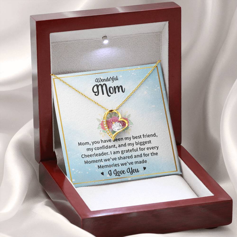 Wonderful Mom "Grateful For Every Moment" Heart Necklace