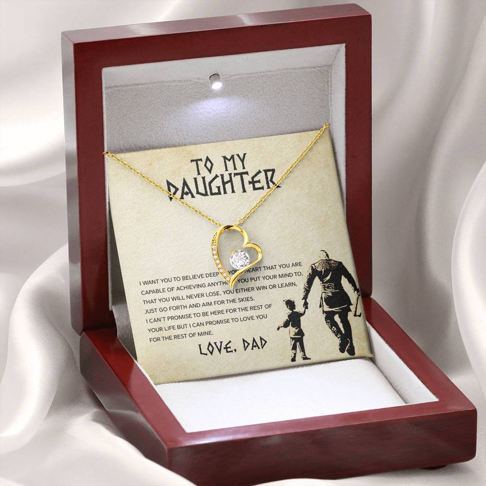 To My Daughter "You Will Never Lose" Heart Necklace