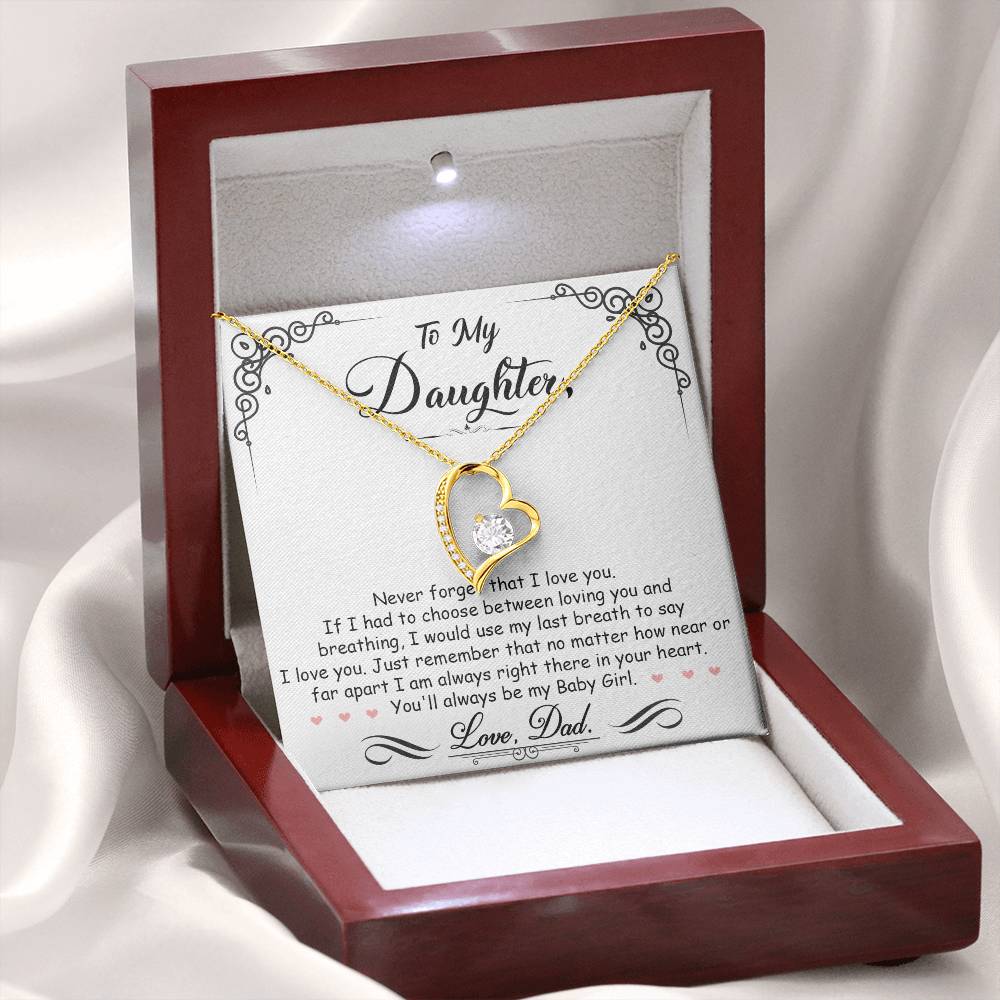 To My Daughter "I'm Always Right Here In Your Heart" Necklace