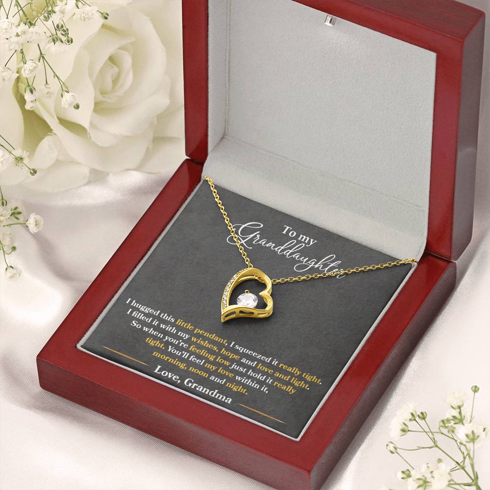 To My Granddaughter "You'll Feel My Love Within This" Heart Necklace