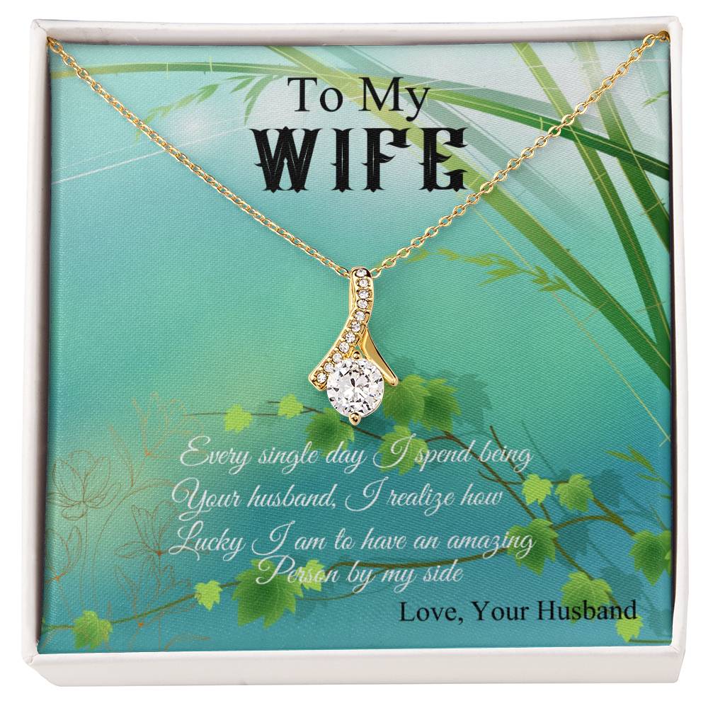 To My Wife "I Realize How Lucky I am" Necklace